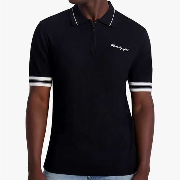 KARL LAGERFELD Men's Jacquard Half Zip Sweater medium - Picture 8 of 12